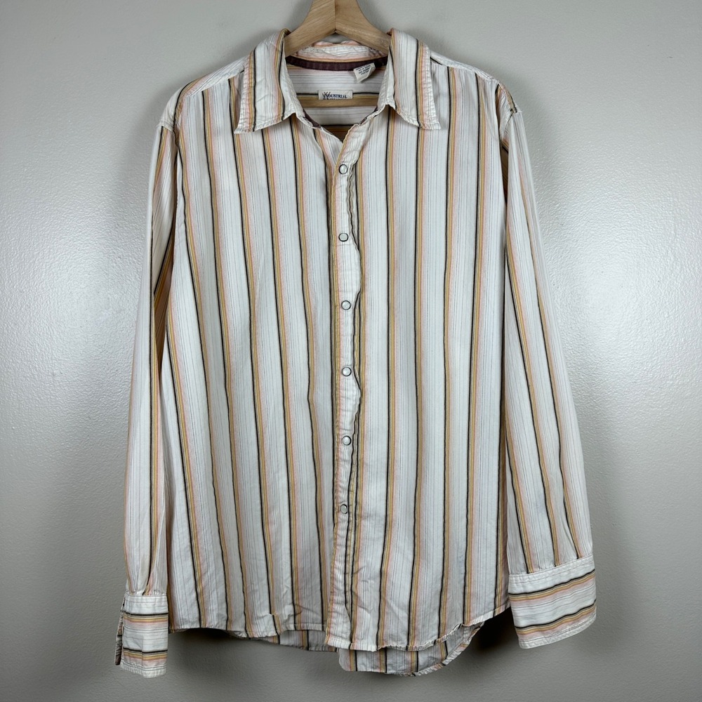Industrial Exchange Men's Large Button Down Shirt White Striped Long Sleeve
